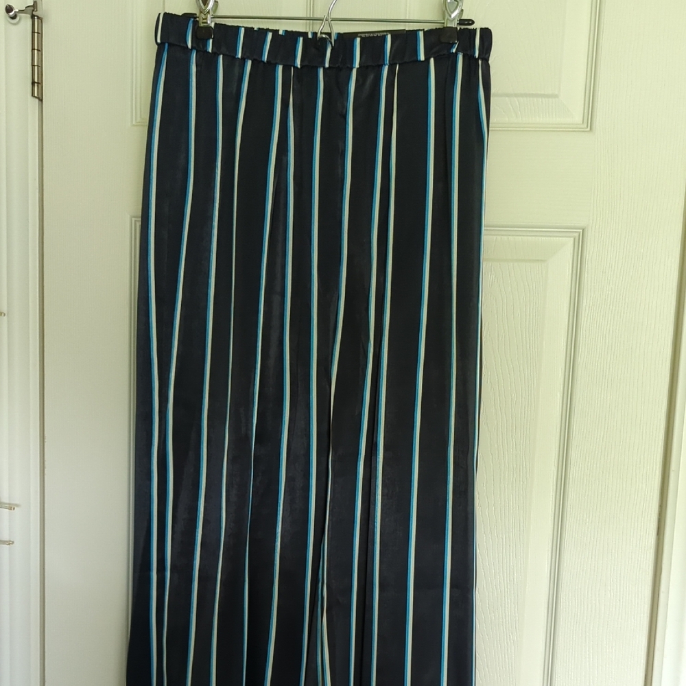 Worthington Wide Leg Pants with Blue Stripes